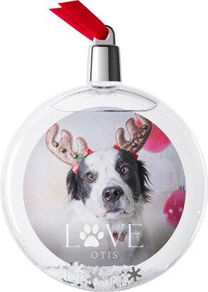 Ornaments: Love Paw Snow Globe Ornament, White, Circle