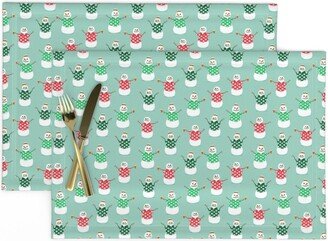 Tropical Christmas Placemats | Set Of 2 - Summer Snowman By Littlearrowdesign Holiday Cloth Spoonflower