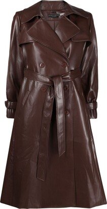 Elicia faux-leather pleated trench coat