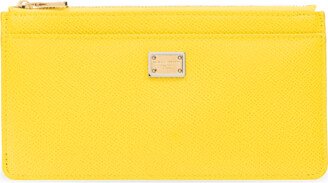 Leather Wallet With Logo - Yellow