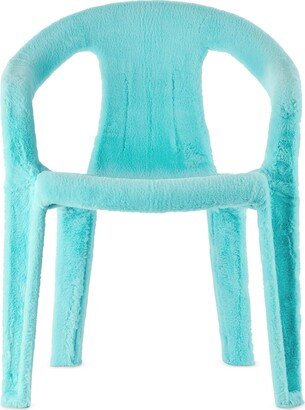 Blue Faux-Fur Upcycled Monobloc Chair