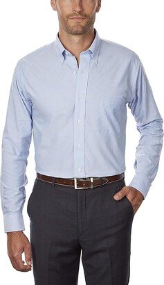 Men's Dress Shirt Regular Fit Oxford Solid Buttondown Collar (Blue) Men's Long Sleeve Button Up