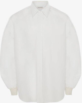 Men's Dropped Shoulder Poplin Shirt In White