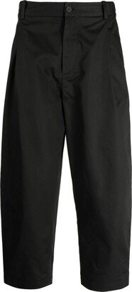 Wide-Leg Cotton Cropped Trousers
