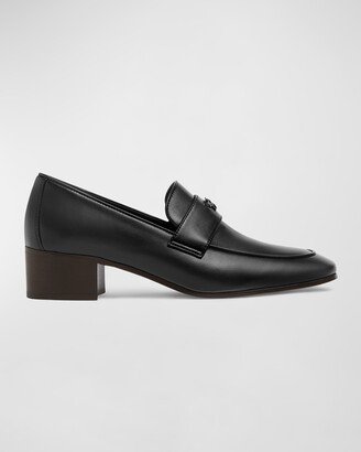 Leather Medallion Flat Loafers