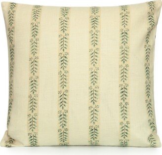 Vintage Avignon Linen Stripes & Leaves Decorative Pillow Cover. Accent Throw Pillow, Home Decor.