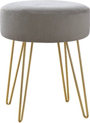 16 Round Upholstered Ottoman with Hairpin Metal Legs - EveryRoom