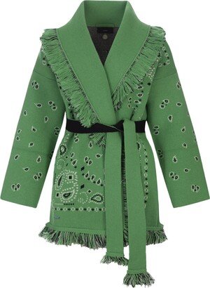 Green Flasdh Bandana Jacquard Cardigan