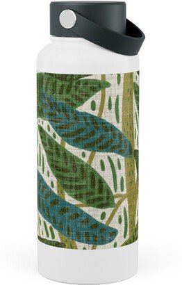 Photo Water Bottles: Jungle Foliage - Green Stainless Steel Wide Mouth Water Bottle, 30Oz, Wide Mouth, Green