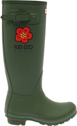 Green Boots with Logo Detail in Rubber Woman