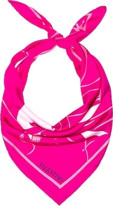 Panther Print Foulard Scarf in Fuchsia