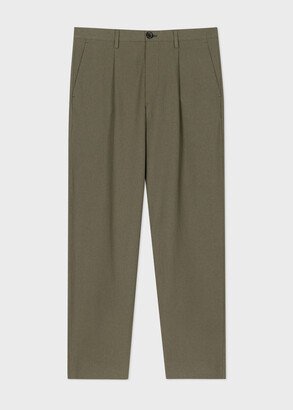 Tailored-Fit Khaki Micro Check Pants-AA