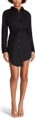 Nadia Twist Front Long Sleeve Cotton Shirtdress