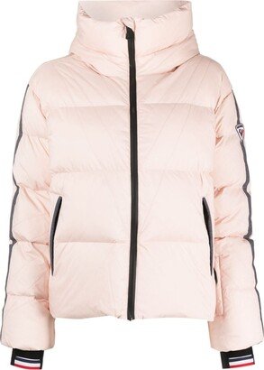 Stripe-Detail Hooded Puffer Jacket