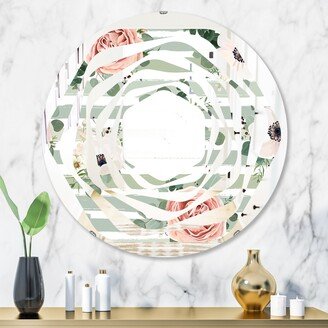 Designart 'Floral Retro Pattern V' Printed Cottage Round or Oval Wall Mirror - Whirl