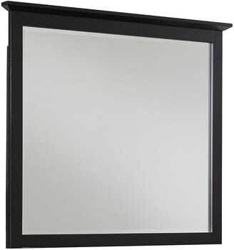 Transitional Style Wooden Frame Mirror with Beveled Floating Top, Brown