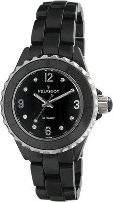 PP Peugeot Peugeot Black Ceramic Wrist Watch with Sport Bezel Swarovski & Crystal Markers