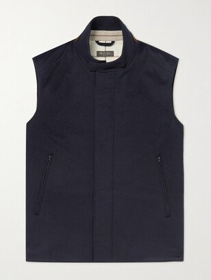 Suede-Trimmed Brushed-Cashmere Gilet