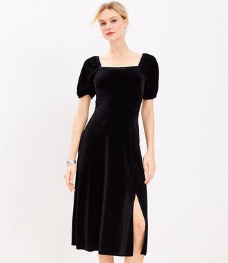 Petite Velvet Square Neck Midi Dress