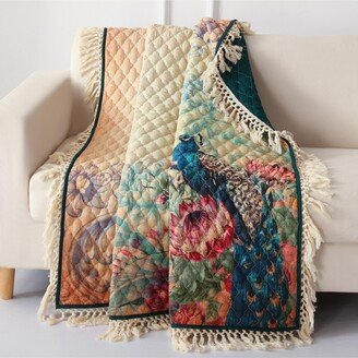 Eden Peacock Fringed 50 x 60 Throw Blanket