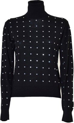 Embellished High-neck Knitted Jumper