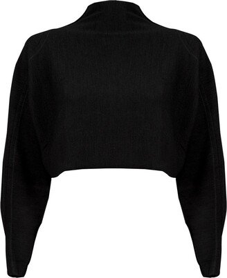 Balletto Athleisure Couture Sweat Fleece Cropped Top Nero Black