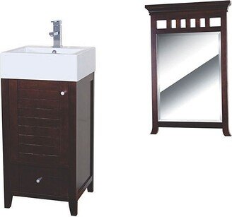 Mezquite Wood Walnut/ White Bathroom Vanity and Mirror