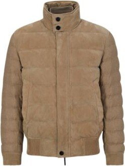 Mixed-material jacket with nubuck leather