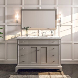 Elite Princeton 48 Grey Vanity with a Double OG White Italian Carrera Marble Counter-top