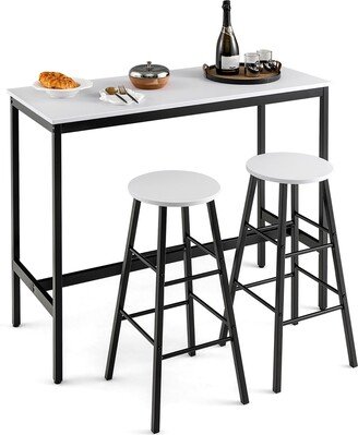 3 Piece Bar Table Set Pub Table and 2 Stools Counter Kitchen - 45'' x 19'' x 36''