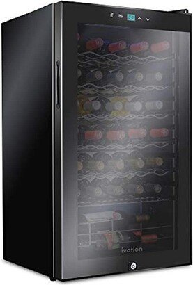 34 Bottle Wine Cooler Fridge, Compressor Refrigerator, Black