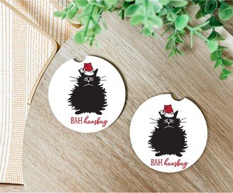 Bah Humbug Car Coasters Set, Christmas Decor, Stocking Stuffer, Funny Coasters, Car Accessories