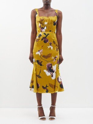Evelyn Floral-print Satin Midi Dress