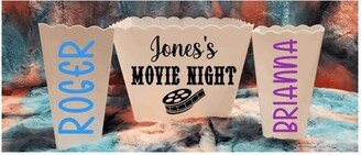 Personalized Popcorn Tub, Custom Bucket, Set, Family Gift, Pop Corn Bowls, Movie Night, Party Favor