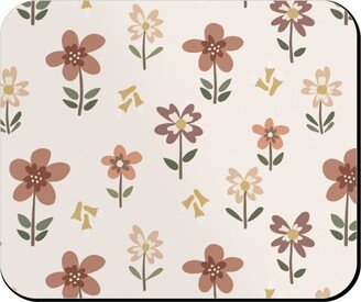 Mouse Pads: Cute Daisies & Foxgloves Floral - Earth Tones Mouse Pad, Rectangle Ornament, Pink