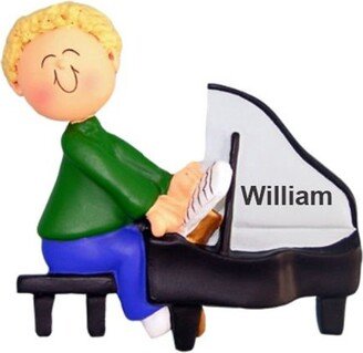 Personalized Piano Christmas Ornament Blond Male Viruoso