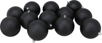 Northlight 12ct Shatterproof Matte Christmas Ball Ornament Set 4 - Black