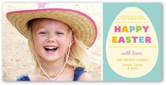 Easter Cards: Colorful Egg Easter Card, Blue, Signature Smooth Cardstock, Square