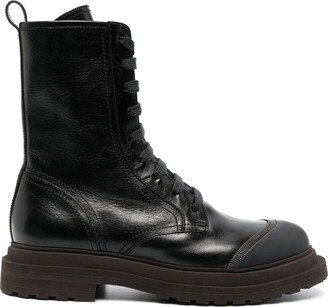 Lace-Up Leather Combat Boots-AF