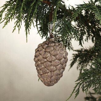 Glittery Metallic Pinecone Glass Ornament-AA