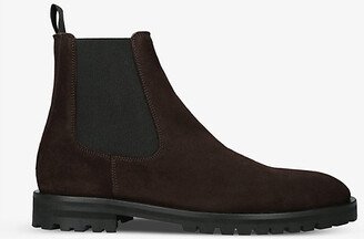 Mens Brown Hunt Round-toe Suede Chelsea Boots