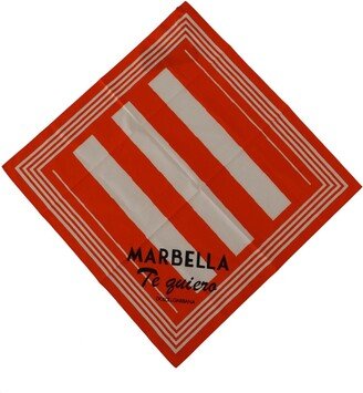 Orange White Striped Marbella Handkerchief Women's Scarf