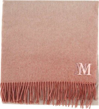 Wscala Logo Embroidered Fringed Scarf-AA