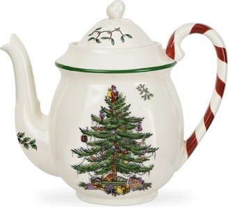 Christmas Tree Candy Cane Teapot, 32-Ounce Teapot with Candy Cane Handle