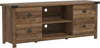 60 Prestwick Gaming Ready Wood TV Stand with 2 Doors and Shelves for TVs up to 66 Knotty Oak Top