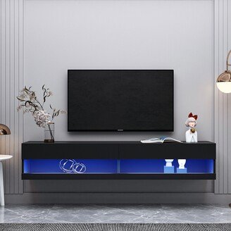 Calnod 80 Multi-Function Stroage TV Stand with 20 Color LEDs, 180 Wall Mounted Floating Media Console for Living Room, Media Room