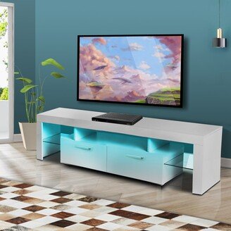 Particle Board TV Stand with Shelves and LED Lights