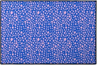 Door Mats: Polka Dot - Blue And Pink Door Mat, Blue