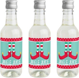 Big Dot Of Happiness Elf Squad - Mini Wine Bottle Label Stickers Christmas Party Favor Gift - 16 Ct