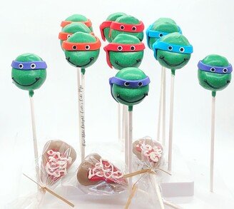 Cartoon Turtle Cake Pops, 12 Cake Pops, Individually Wrapped, Birthday